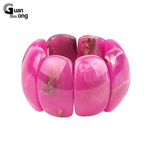 

guanlong fashion personality big chunky resin charm stretch bracelets jewelry 2018 new collections bijoux, Black
