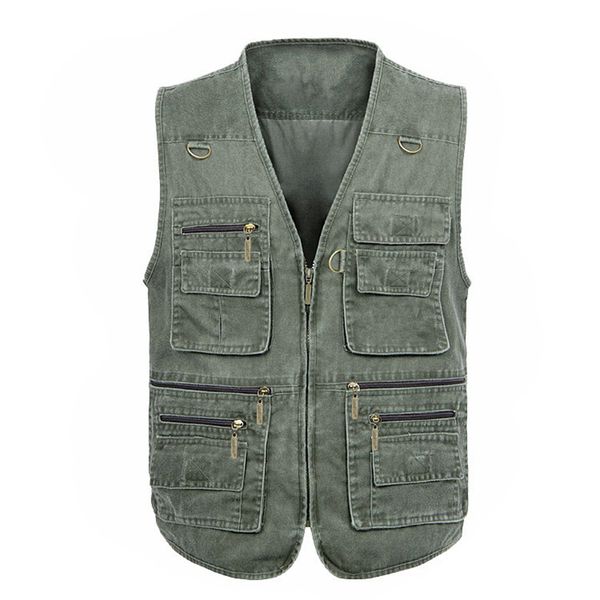 

2018 new men's large size 5xl jacket denim vest casual multi-pocket waistcoat pgraphy plus size, Black;white