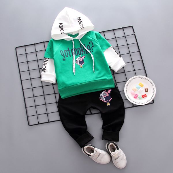 

autumn boy girl clothing sets sport pullover cotton full sleeve hooded sets kids 2pcs suits toddler tracksu, White