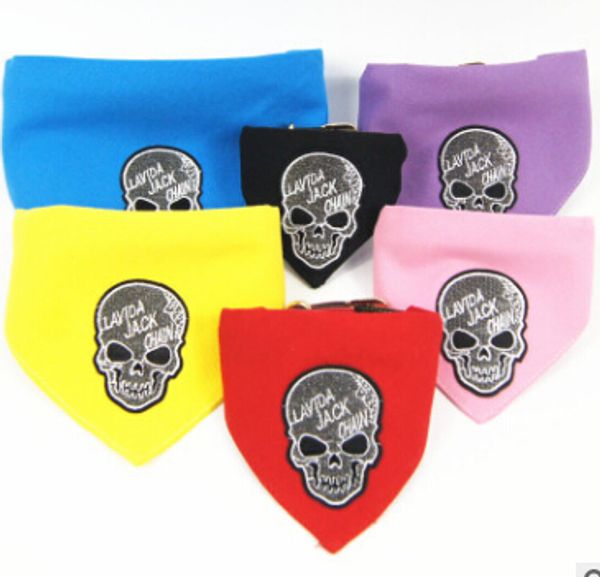 

новый стиль череп ошейники хэллоуин собака банданы красочные тедди собака треугольник слюна полотенце костюмы