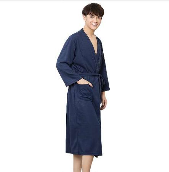 

men new cotton robe summer casual home wear solid color sleepwear male dressing gown loose nightgown oversize kimono bathrobe, Black;brown