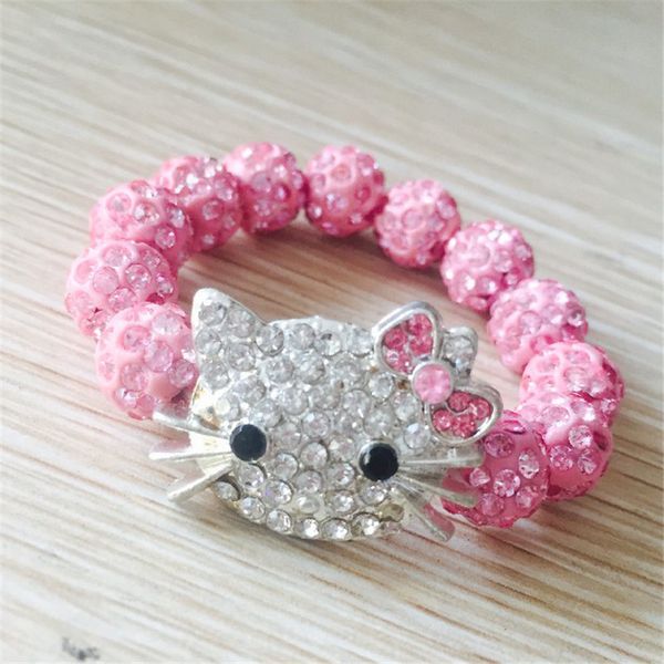 

1 pcs hello kitty bracelets for children handmade rope chain wrap charm bracelets bangles, Golden;silver