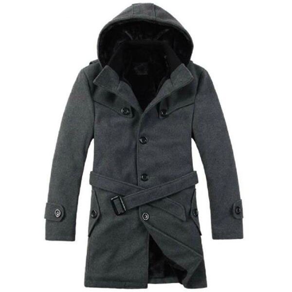

winter wool coat men long sections jackets thick warm woolen coats mens casual jacket mens clothing overcoat 2018 ing, Black
