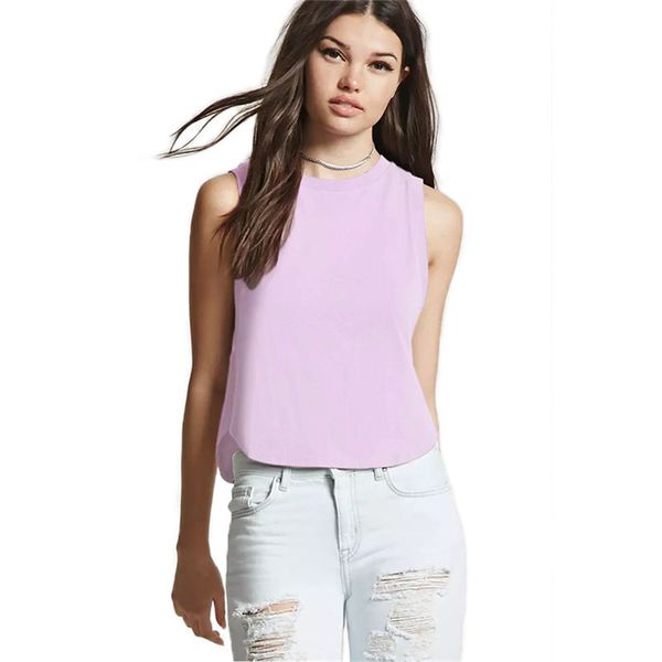 

women summer vest ladies t-shirt loose cotton tank ladies round neck sleeveless singlets vest shirt, White