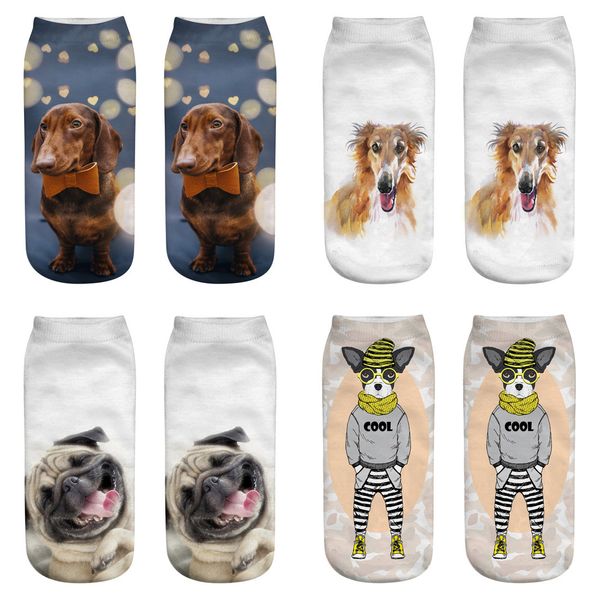 

dog 3d printing designer socks women christmas socks printing dog design fashion summer spring socks, Black;white