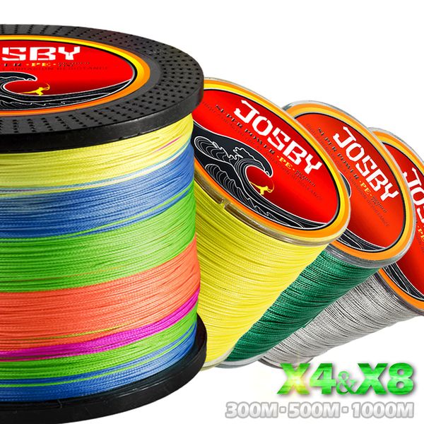 

josby 300m 500m 1000m 4 strands 8 strands multicolour pe braided wire multifilament fishing line fishing tackle 4color 10-80 lb