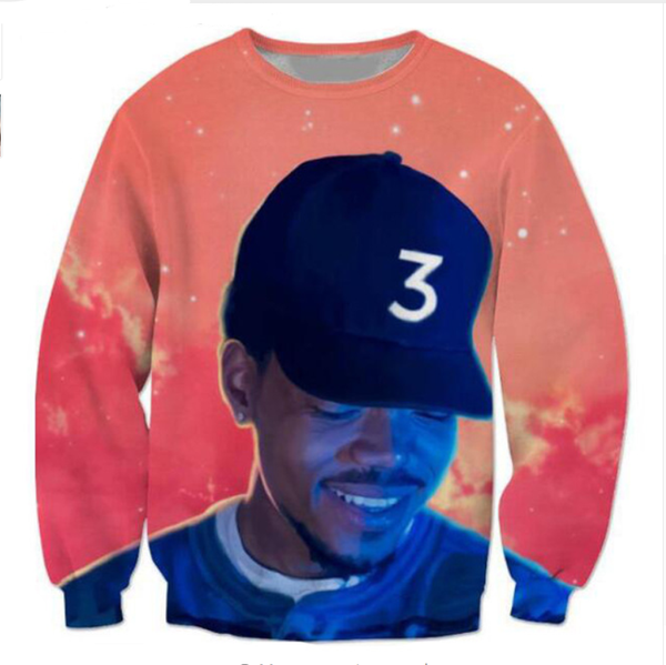 

wholesale-fashion womens/mens popular chance the rapper funny 3d print casual sweatshirt plus size qq020, Black