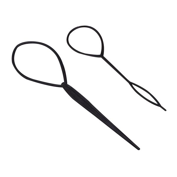 

2 pcs plastic crochet braids pull hair needle ponytail pigtails updo styling maker hairstyle tool hairdressing accessories, Brown