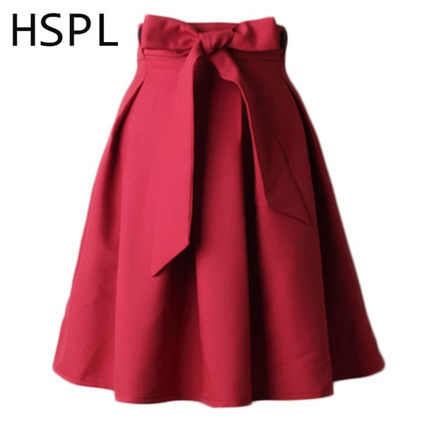 

hspl bandage skirt womens 2017 new design summer pleated skirts solid color female high waist fashionable saias femininas, Black