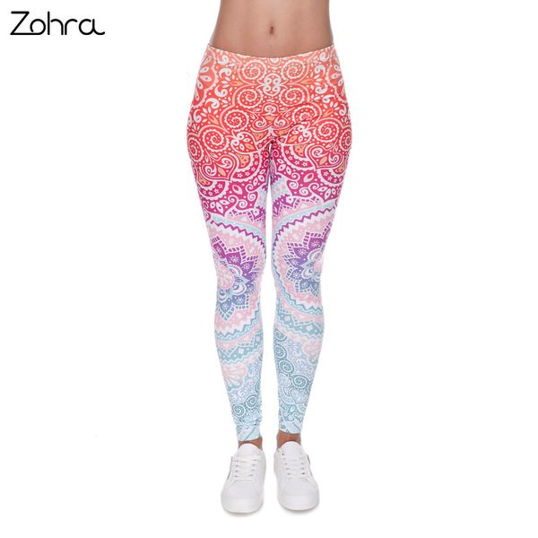 

brands women fashion legging aztec round ombre printing leggins slim high waist leggings woman pants drop shipping, Black