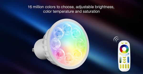 

mi light ac85v-265v 4w gu10 rgb+cct led dimmable 2.4g wireless wifi remote milight led bulb led spotlight smart lamp lights