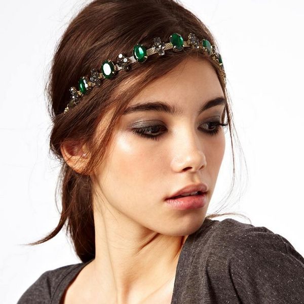 

green crystal sparkle hair band