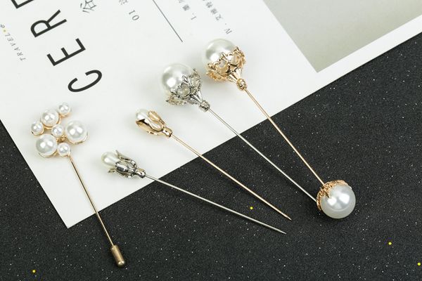 

korean version of pearl crown word cardigan accessories large pin wild diamond female shawl buckle brooches broche wholesale drop shipping, Gray