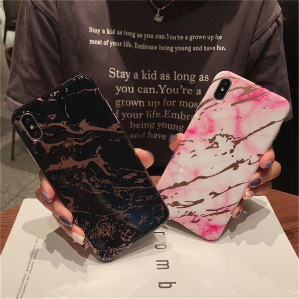 

2018 new glossy plated cover tpu shell phone rose gold chrome marble case for iphone xs max xr 6 6s 7 8 plus