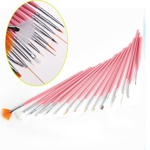 

15pcs pink nail art tools dot polish pen brush set uv gel diy tools pro party