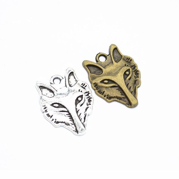 

100 pcs 32x24mm antique silver/antique bronze fox head pendant charms,fox necklace,cute jewelry,diy supplies,jewelry making findings, Bronze;silver