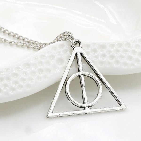 

10pcs fashion silver triangle pendant necklace movie deathly hallows movie necklace price harry jewelry
