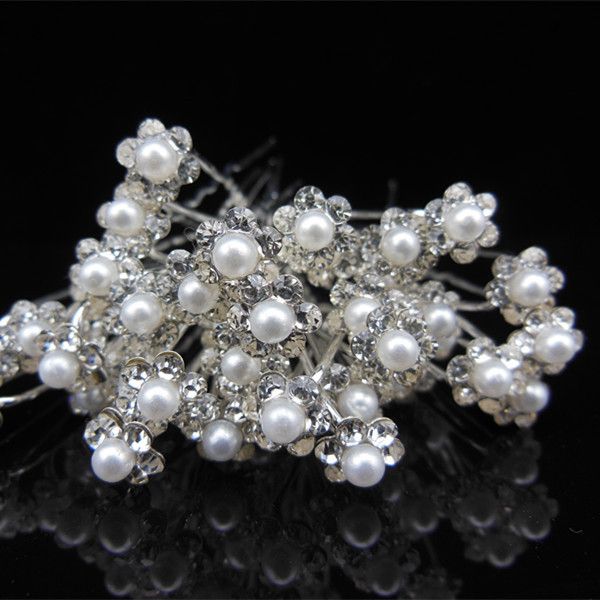 Accessori per capelli da sposa Diademi Forcine per capelli 5Pcs Strass da donna Fiore da sposa Perle di cristallo Perni per fermagli per capelli