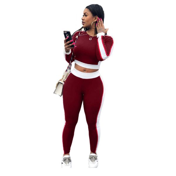

women sports set yoga sleeve crop pants outfit yoga set workout gym fitness athletic workout clothes tracksuit, White;red
