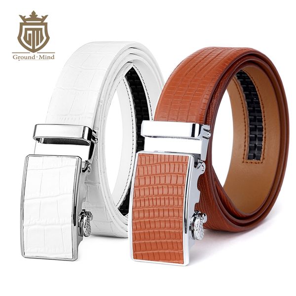 

luxury genuine leather belts for men brand designer automatic buckle cowhide man male belts 100-125cm 213, Black;brown