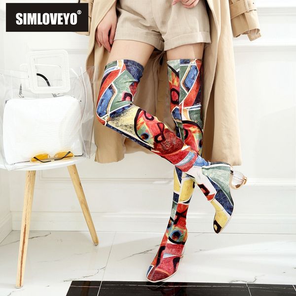 

simloveyo female autumn winter thigh high boots high heels women over the knee botas ankle boots mujer shoes plus size 43 b749, Black