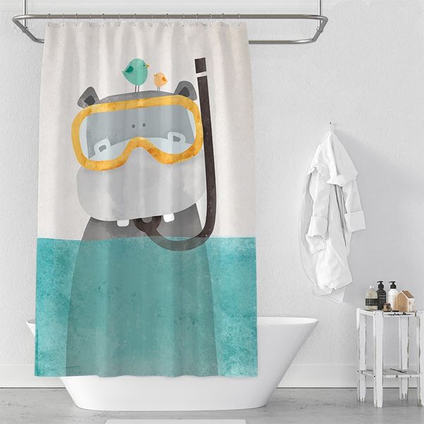 

nordic simple cartoon shower curtains waterproof mildew thicken polyester bathroom curtain digiting print bath curtain for home