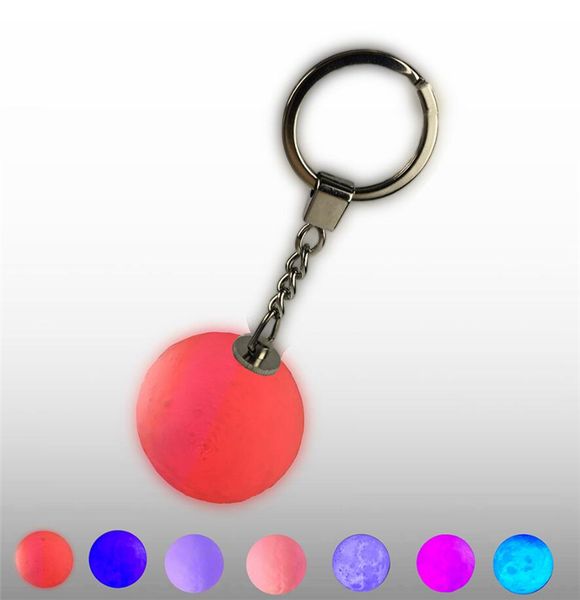 Großhandel Mini 3d Print Mond Lampe Led Nachtlichter 4cm Schlüsselbund Lampen Knopf Batteriebetriebene Schlüsselhalter Tasche Anhänger Baby