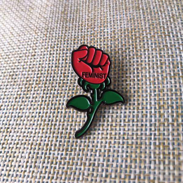 

feminist rose brooches pin badge gifts for women march 8, Gray