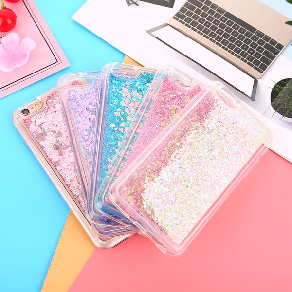 Bling Sıvı Quicksand Telefon Kılıfı Için iPhone 7 8 Artı X Parlak Aşk Pullu PC Glitter Kılıf Kapak iphone 5 5 S 6 6 s 7 Artı