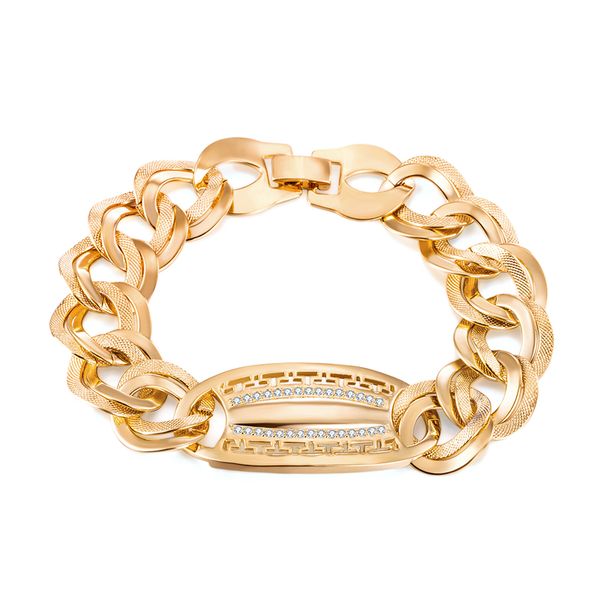 

women bracelet lock shape glorious micro-inlay wide-sided exquisite cutout stylish bracelet hand chain, Black