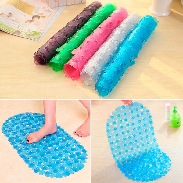 

ootdty blue/white/purple/pink pvc massage bath mat non-slip pad shower tub bathing rug with suction bathroom