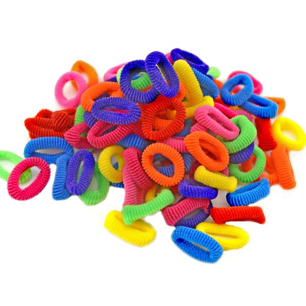 

100 pcs/lot colorful child kids hair holders cute rubber hair band elastics accessories girl charms tie gum, Slivery;white