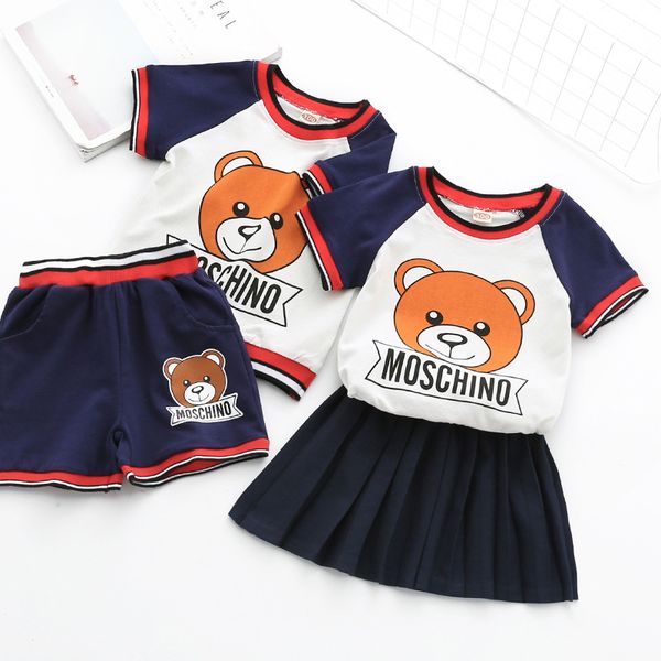 

Boy and girl et 2018 ummer new tyle children 039 baby tide cute bear hort leeved t hirt ca ual two piece uit