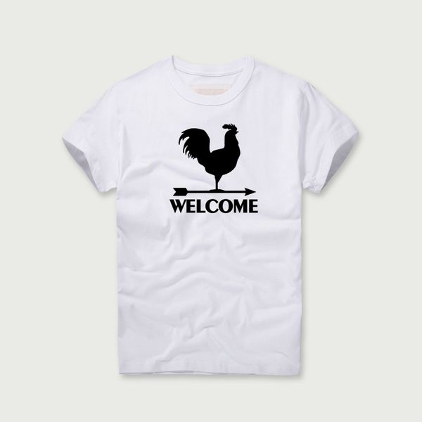 

2018 summer t-shirts cock print o-neck short t-shirts 100% cotton comfortable male, White;black