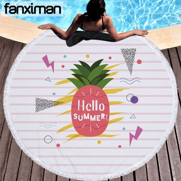 

fanximan 2018 summer new beach полотенце микрофибра круглый круг ананас фрукты путешествия пляжные полотенца для взрослых с кистями