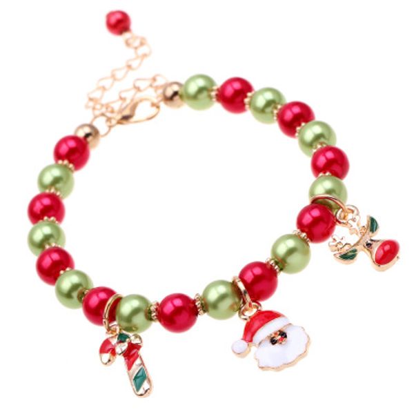 

18cm santa claus reindeer bracelet christmas gift christmas candy bead pendant bracelet for child ladies jewelry christmas gift, Golden;silver