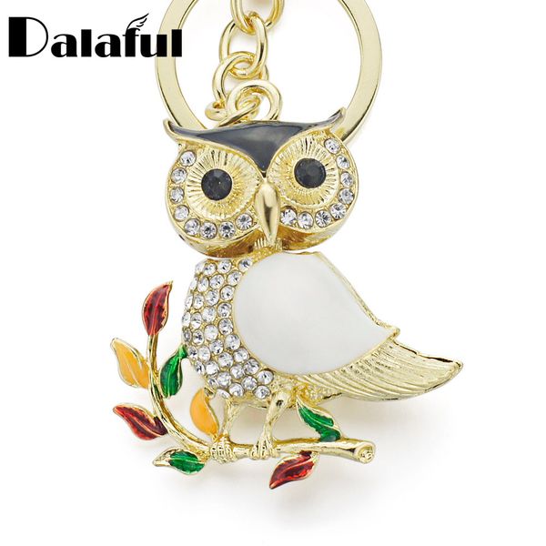 

new fashion delicate owl crystal rhinestone metal bag pendant chic key holder keyring keychain for car k179, Slivery;golden
