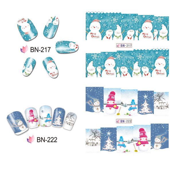 

1 sheet nail art nail sticker new year slider tattoo christmas water decal santa claus snowman full wraps designs decals diy, Black