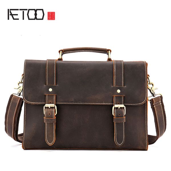 

aetoo men's briefcase cross-section business shoulder diagonal tote bag vintage crazy horse leather shoulder bag