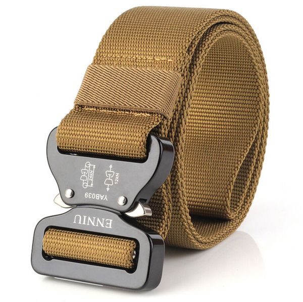 

4.5cm men's canvas belt aluminum alloy insert buckle nylon trainin army tactical belts for men strap black 125cm, Black;brown