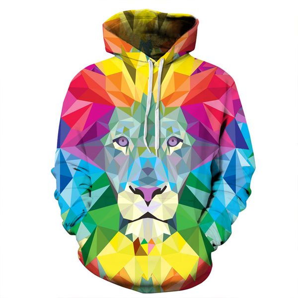 

fashion colorful lion 3d print hoodies fashion clothing women/men sweatshirt casual pullovers k315, Black