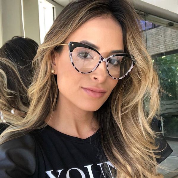 

mimiyou fashion cat eye glasses frame women leopard optical eyewear lady eyeglasses frame clear uv400 brand designer oculos, Silver