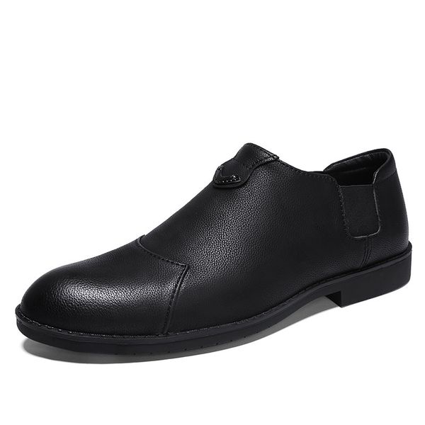 

man leather business shoes casual dress shoes round toe black color breathable loafer leather shoes