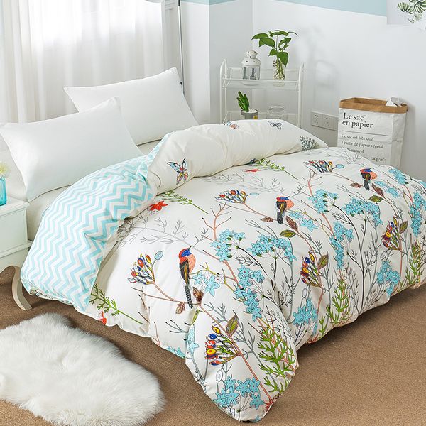 2019 New Flower Birds Pattern Duvet Cover With Zipper 100
