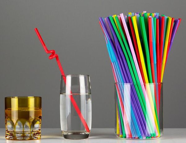 

bar multicolor food grade pp plastic bar party drinking straws flexible bendable valentine's day birthday decor