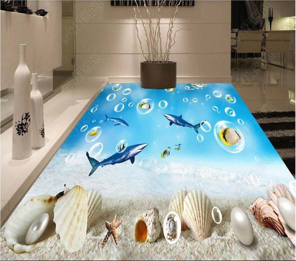 

3d pvc flooring custom p waterproof floor wall sticker underwater world shark shell 3d sea world floor 3d wall murals wallpaper