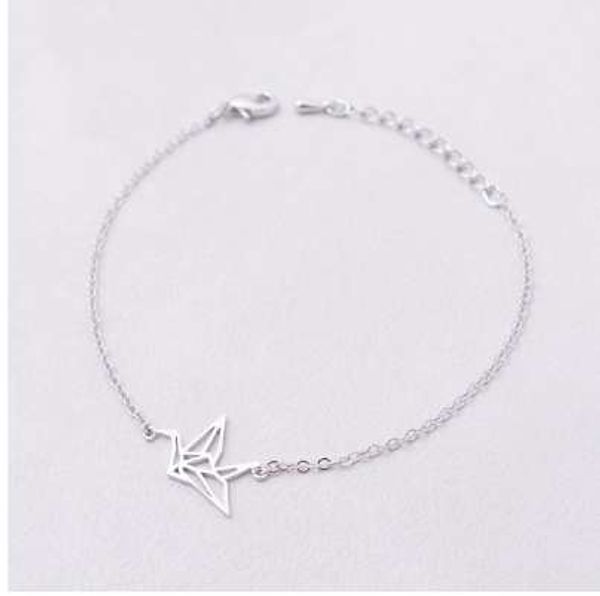 

shuangshuo link chain animal origami crane bracelet for women fashion animal bird chram bracelets party gift, Golden;silver