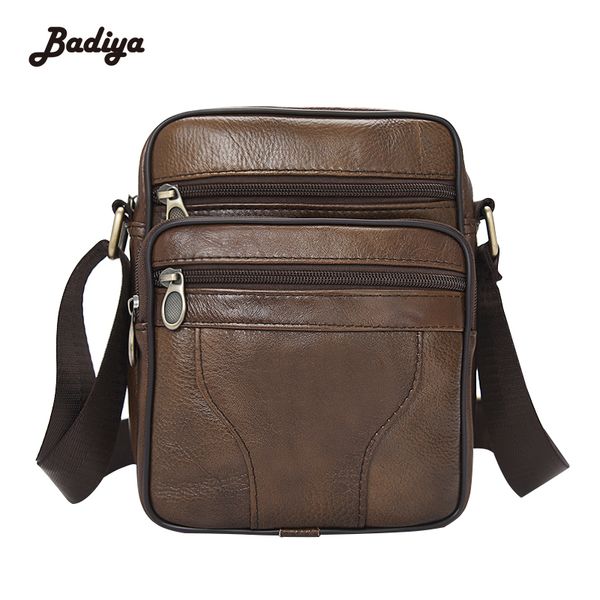 

brand designer brown shoulder handbags new news genuine cowhide leather men's bag vintage male men messenger bags