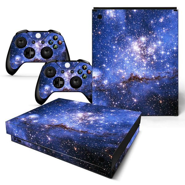 

Cool Deep Space Full Set Skin Sticker Protective Vinyl Decals For Microsoft xbox one X Console and 2 Controllers