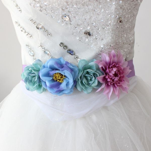 

fashion girl flower belt for artificial floral sash belt women, Black;brown